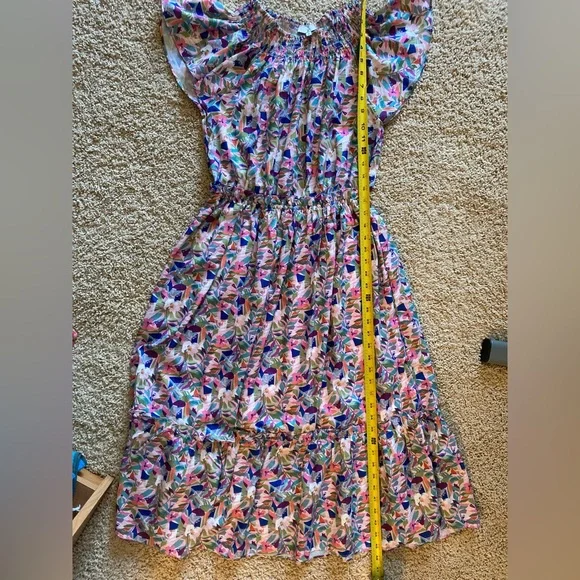 NSR Colorful Floral Women's midi Dress with flutter sleeves, size medium - Picture 10 of 10